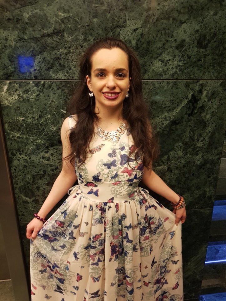 The width of the dress