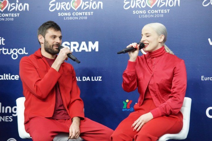 Madame Monsieur during a press conference of Eurovision 2018
