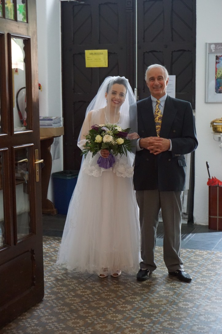 Bride and father ready to walk to the altar