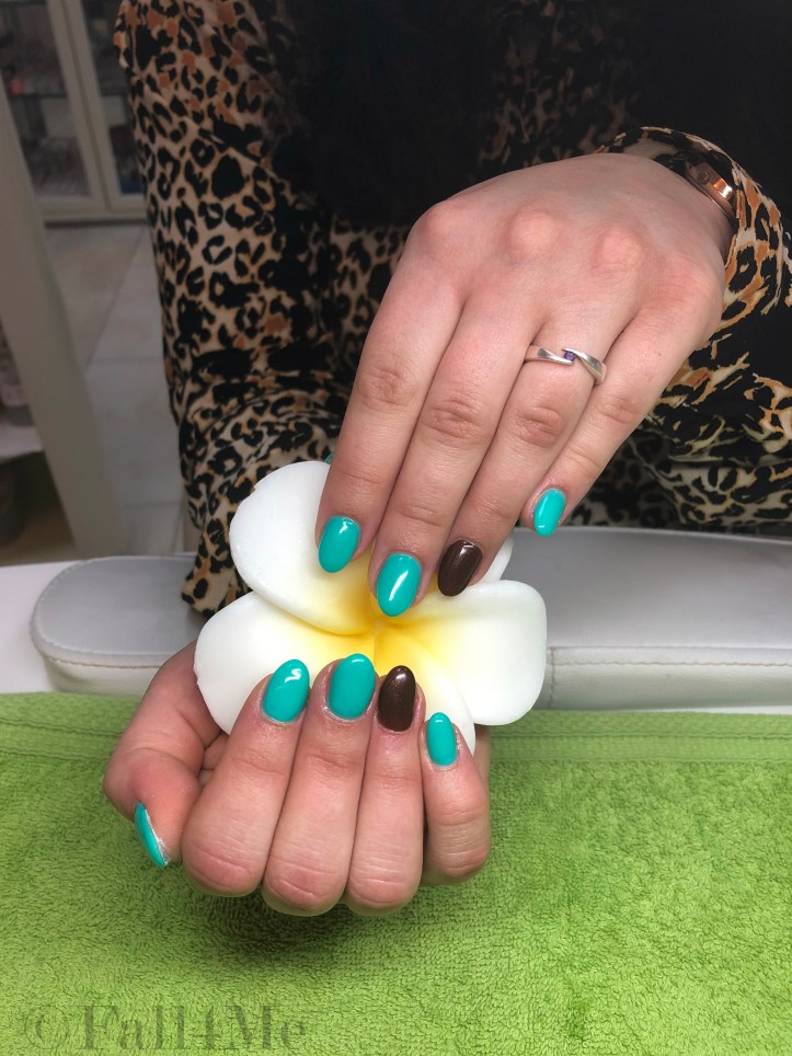 The first nail art of 2019 calls for soft green with a touch of blue and brown