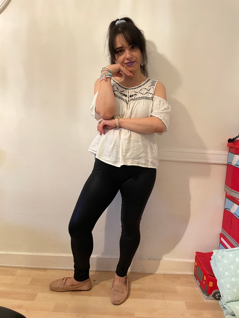 Black and white combined with pastels.