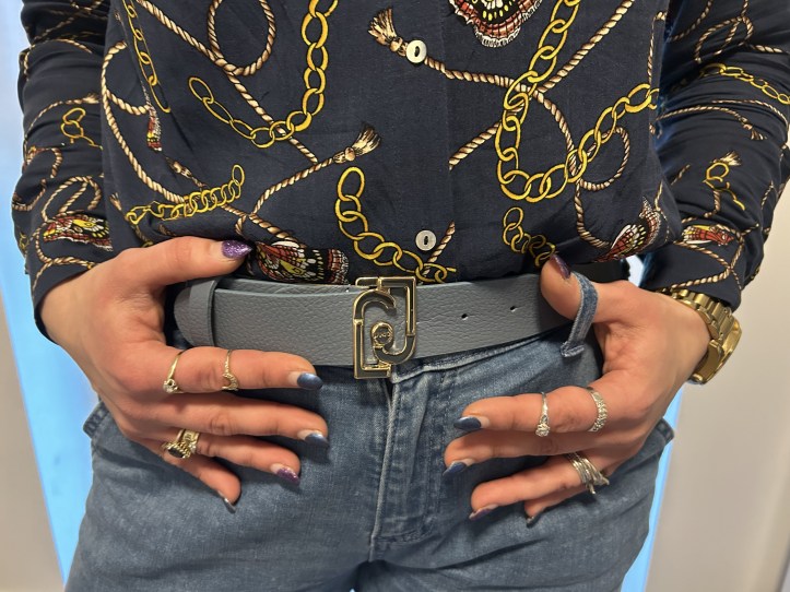 A style in blue with black combat boots.