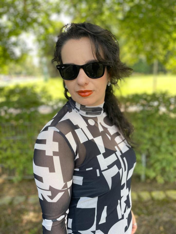 A maxi-dress with two layers styled in the upper eastside chic.