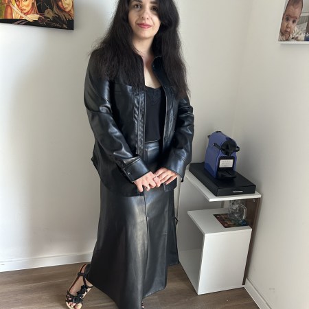 A minimalistic outfit based on the skirt of the season and jacket of the season.