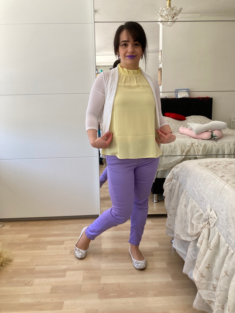 Lilac embracing pastel yellow.