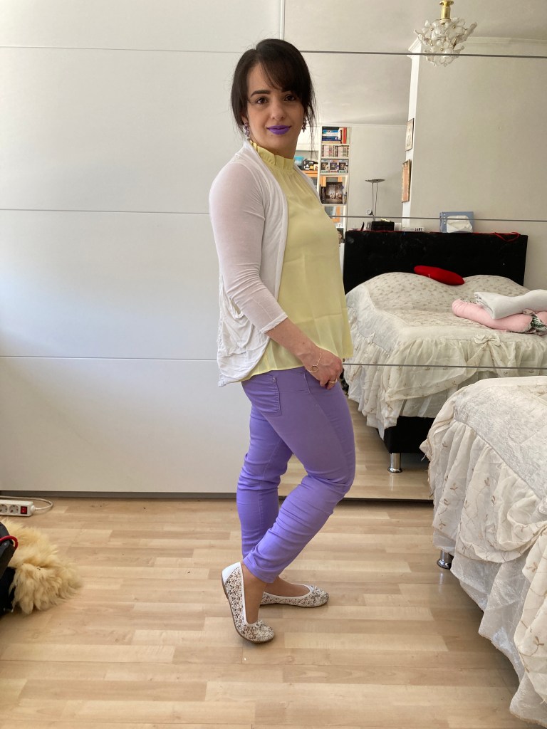 Lilac embracing pastel yellow.