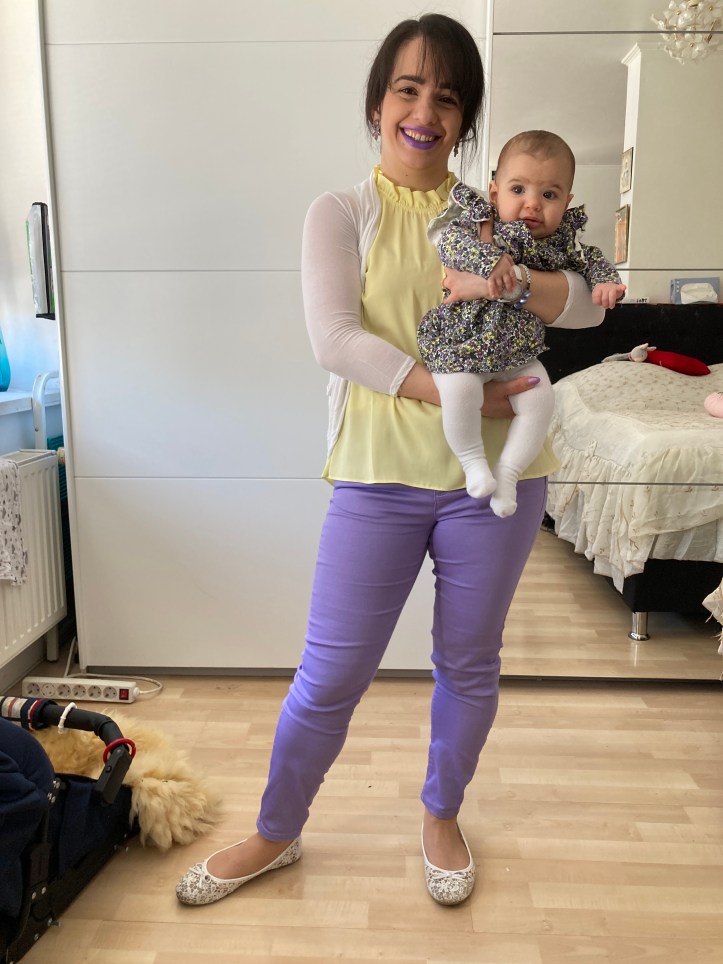 Lilac embracing pastel yellow.