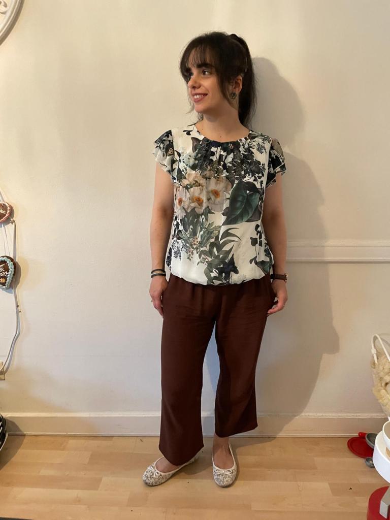 Brown combined with green and floral-plant-prints.