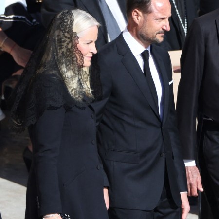 Crown Princess Mette-Marit and Crown Prince Hakkon of Norway at Pope Francis' funeral.